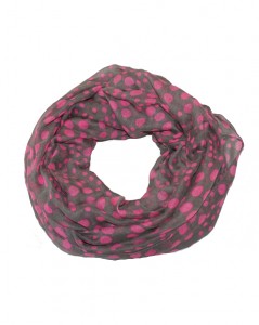 Tubetørklæde i grå med prikker i pink hos Smikkas webshop