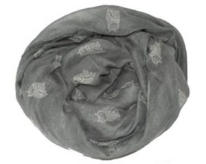 Tørklæde i grå med hvide ugler online Smikka webshop