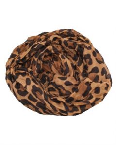 Brunt tørklæde med leopardmønster