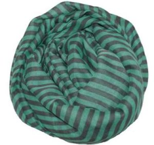 Stribet tørklæde i grøn og grå
