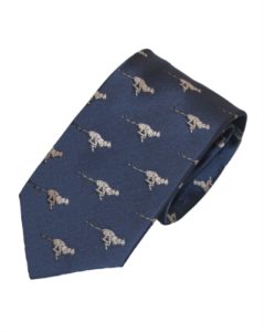 Mørkeblå slips med dyremotiv. Slips med guldfarvet jaguar online Smikka
