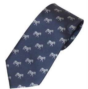 Mørkeblåt slips med zebraer i sølvfarve