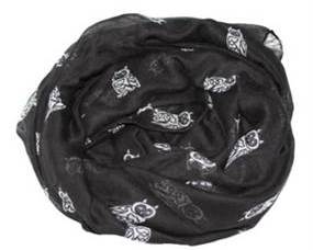 Stort sort tørklæde med hvide ugler online Smikka accessories