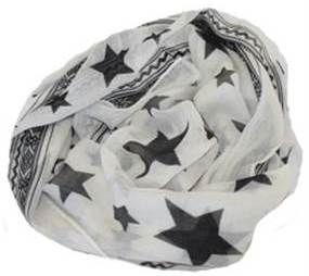 Tørklæde i hvid med mønster af stjerne og striber