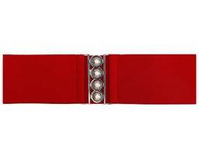 Elastikbælte rød enkelt design med sølv spænde