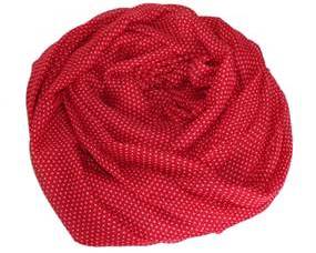 Tørklæde og accessories i rød. Smukt tørklæde i rød med små hvide prikker online Smikka