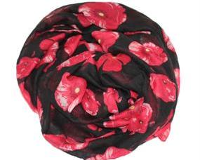 Sort tørklæde med røde blomster billigt online webshoppen Smikka