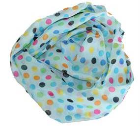 Tørklæde i turkis med prikker i mange farver billigt online Smikka